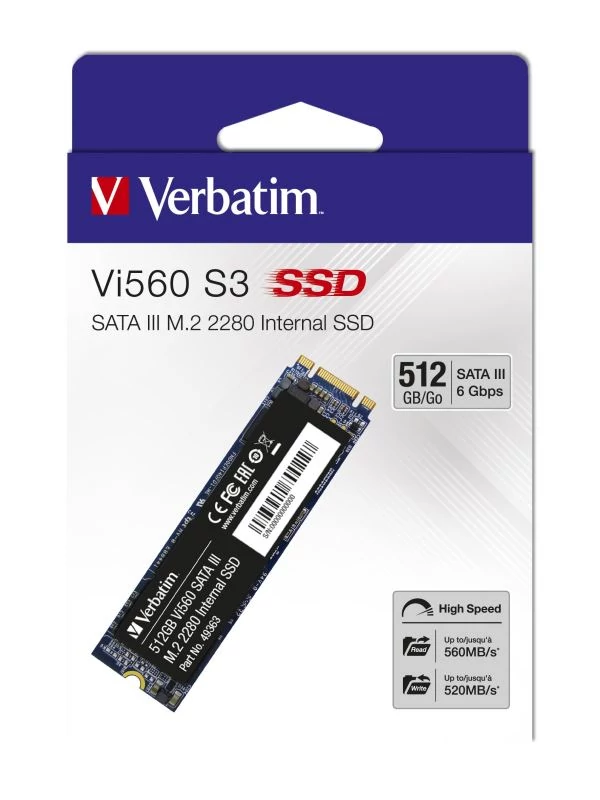 VERBATIM Vi560 S3 M.2 2280 SATA III 560/520 MB/s SSD MEGHAJTÓ 512GB