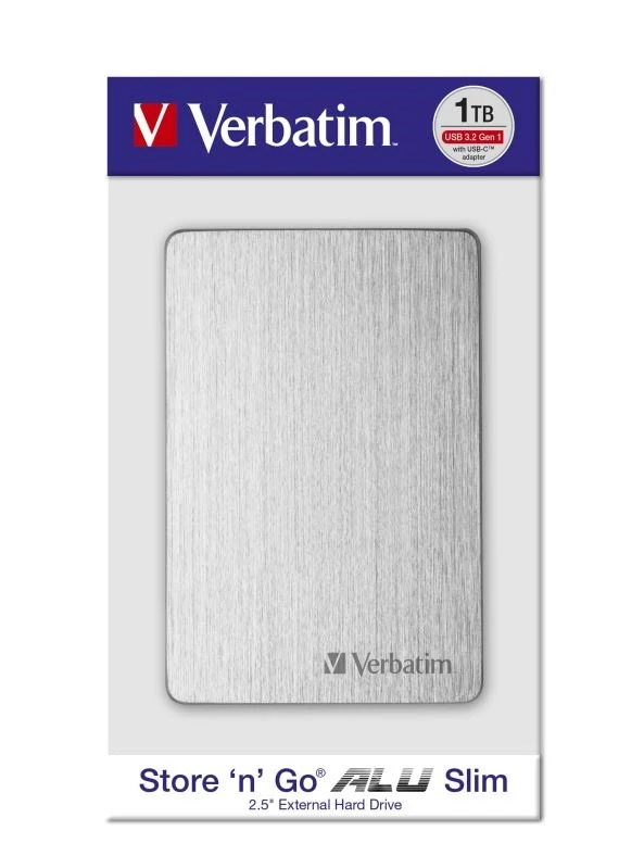 VERBATIM STORE N GO ALU SLIM 2,5 COL USB 3.2 KÜLSŐ MEREVLEMEZ 1TB EZÜST