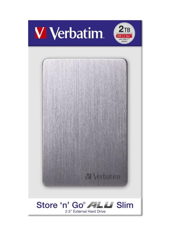 VERBATIM STORE N GO ALU SLIM 2,5 COL USB 3.2 KÜLSŐ MEREVLEMEZ 2TB SZÜRKE