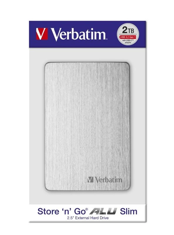 VERBATIM STORE N GO ALU SLIM 2,5 COL USB 3.2 KÜLSŐ MEREVLEMEZ 2TB EZÜST