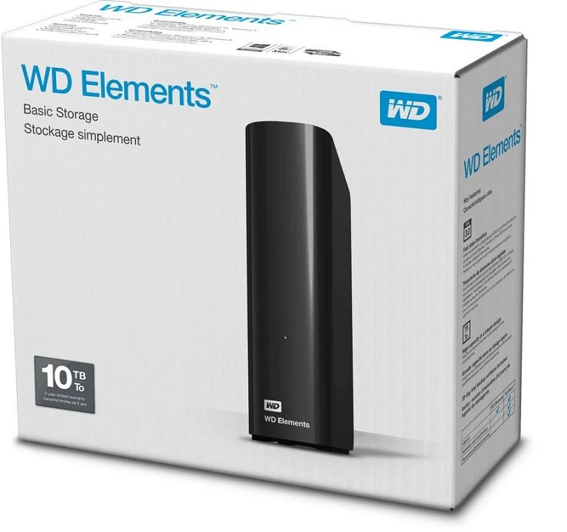 WESTERN DIGITAL ELEMENTS DESKTOP 3,5 COL USB 3.0 KÜLSŐ MEREVLEMEZ 10TB FEKETE