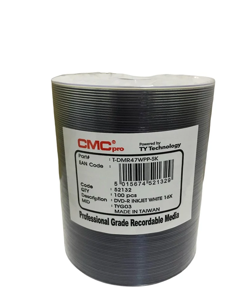 CMC PRO DVD-R 16X FULL NYOMTATHATÓ SHRINK (100) Powered by TY Technology