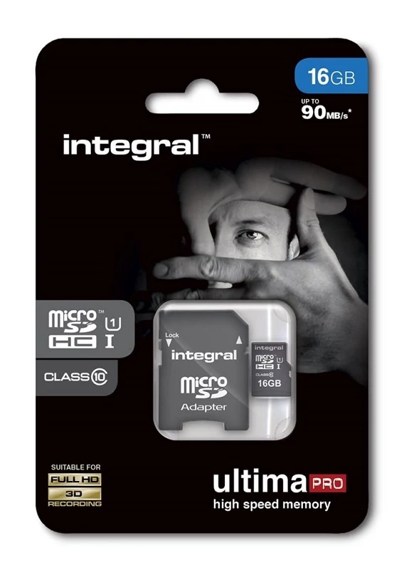 INTEGRAL ULTIMA PRO MICRO SDHC 16GB + ADAPTER CLASS 10 UHS-I U1 (90 MB/s OLVASÁSI SEBESSÉG)