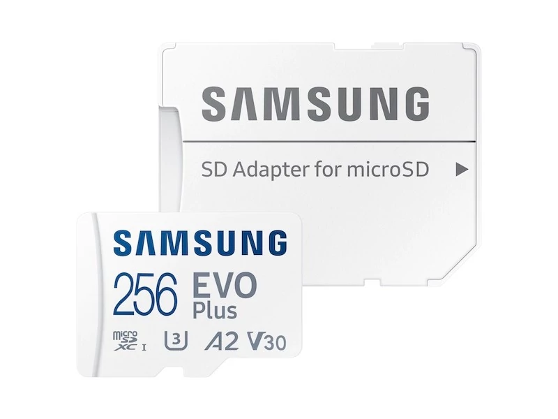 SAMSUNG EVO PLUS (2021) MICRO SDXC 256GB + ADAPTER CLASS 10 UHS-I U3 A2 V30 (130 MB/s ADATÁTVITELI SEBESSÉG)