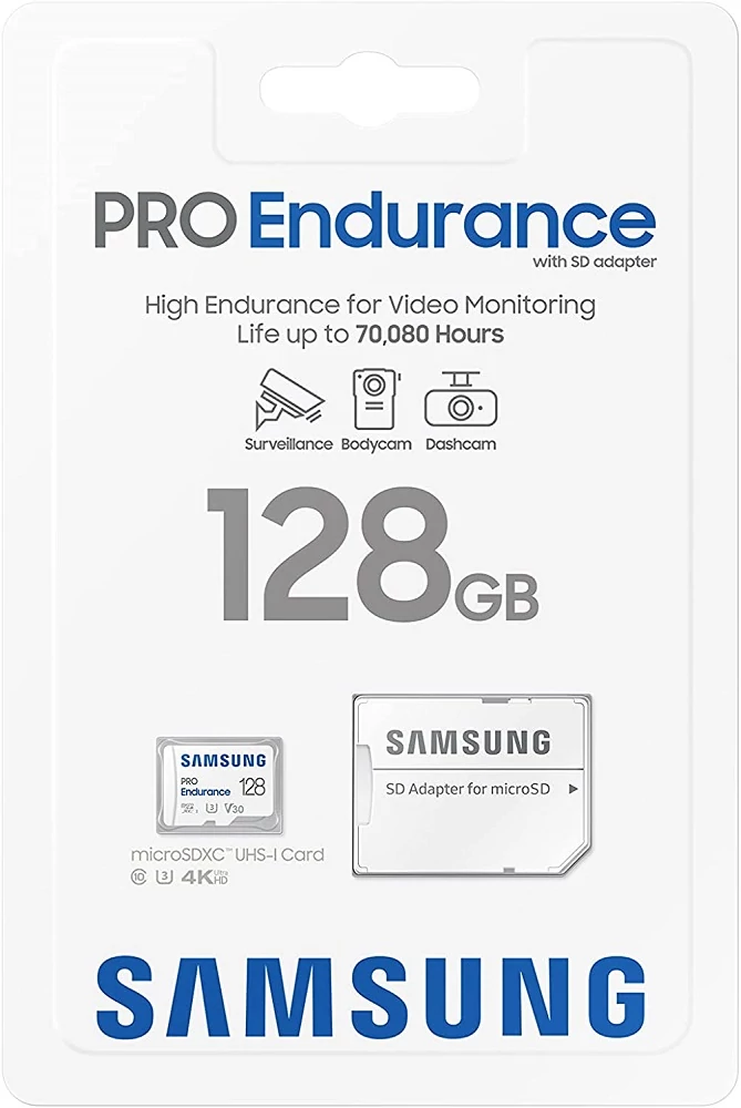 SAMSUNG PRO ENDURANCE MICRO SDXC 128GB + ADAPTER CLASS 10 UHS-I U3 V30 100/40 MB/s