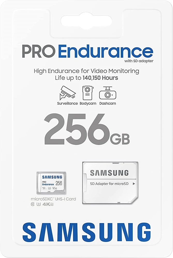 SAMSUNG PRO ENDURANCE MICRO SDXC 256GB + ADAPTER CLASS 10 UHS-I U3 V30 100/40 MB/s