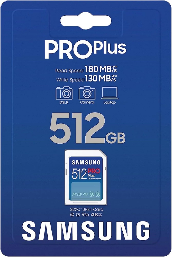 SAMSUNG PRO PLUS (2023) SDXC 512GB CLASS 10 UHS-I U3 V30 180/130 MB/s