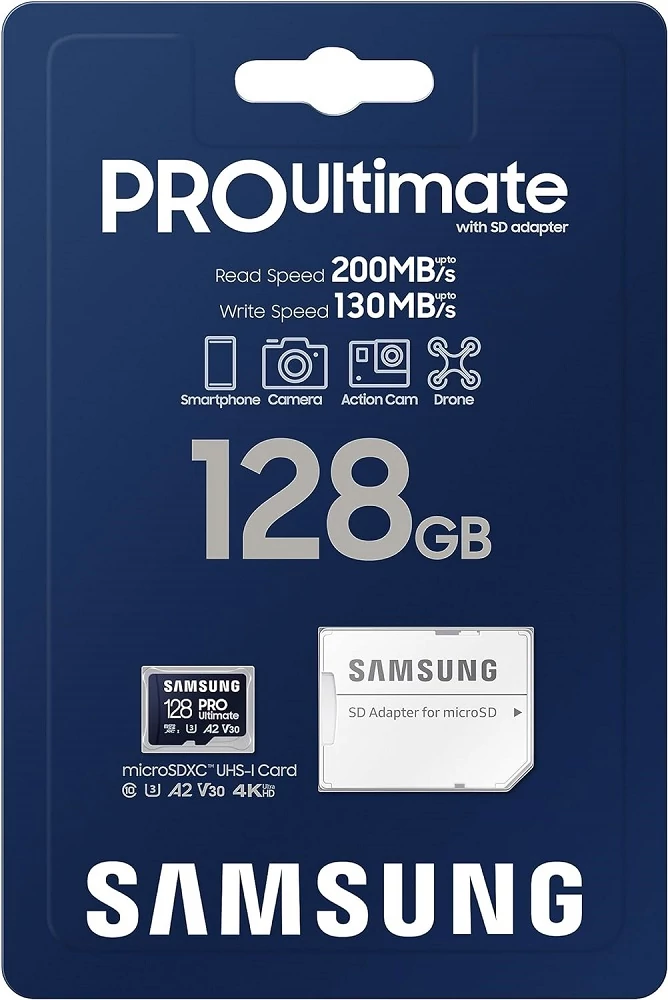 SAMSUNG PRO ULTIMATE (2023) MICRO SDXC 128GB + ADAPTER CLASS 10 UHS-I U3 A2 V30 200/130 MB/s