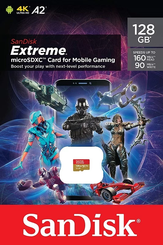 SANDISK EXTREME FOR MOBILE GAMING MICRO SDXC 128GB CLASS 10 UHS-I U3 A2 V30 160/90 MB/s
