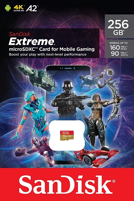 SANDISK EXTREME FOR MOBILE GAMING MICRO SDXC 256GB CLASS 10 UHS-I U3 A2 V30 160/90 MB/s