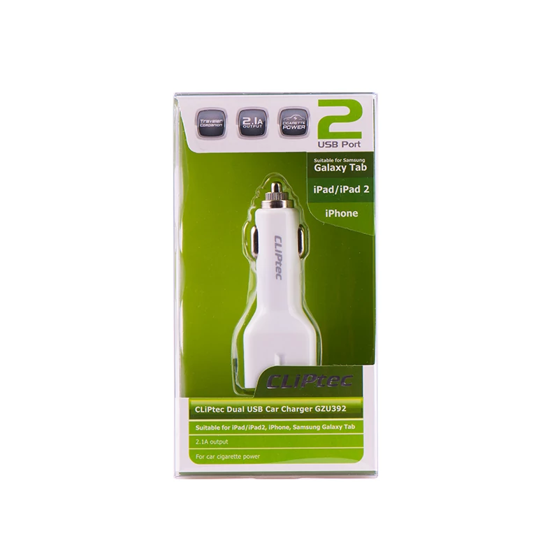 CLIPTEC GZU392 DUAL USB AUTÓS TÖLTŐ 2.1A FEHÉR
