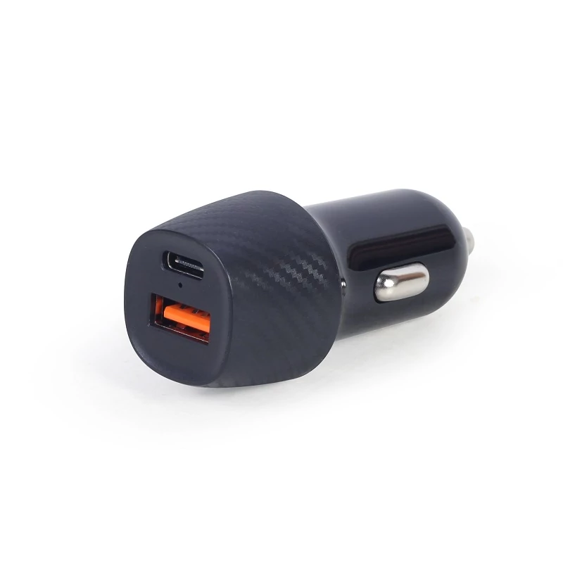 GEMBIRD TA-U2QC3-CAR-02 DUAL USB AUTÓS TÖLTŐ USB-C PD/USB-A QC 3.0 18W 12/24V FEKETE