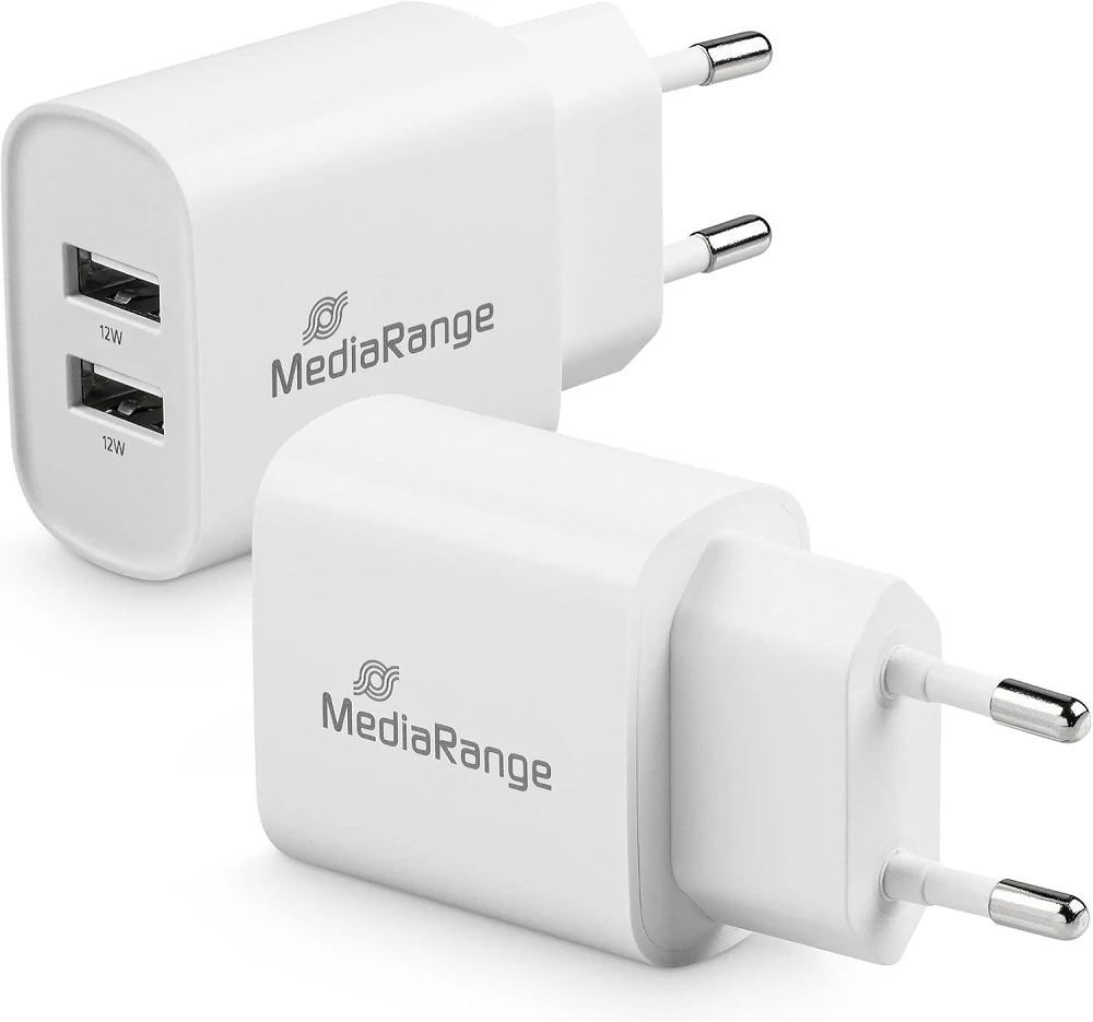 MEDIARANGE HÁLÓZATI TÖLTŐ 2xUSB-A 12W FEHÉR