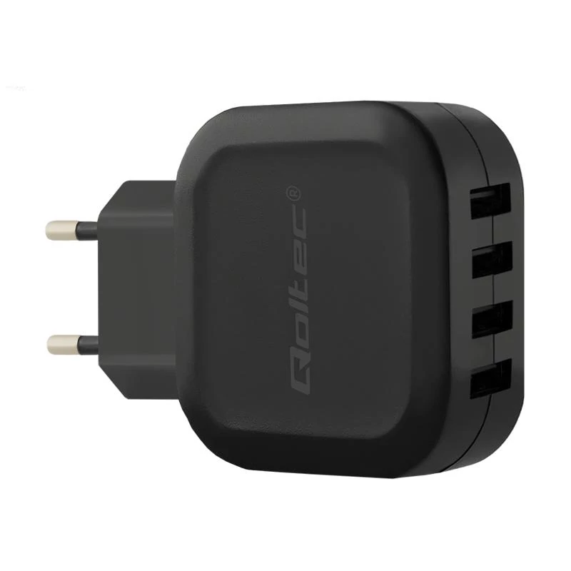QOLTEC UNIVERZÁLIS USB TÖLTŐ 4xUSB PORT 24W 5V 4.8A FEKETE