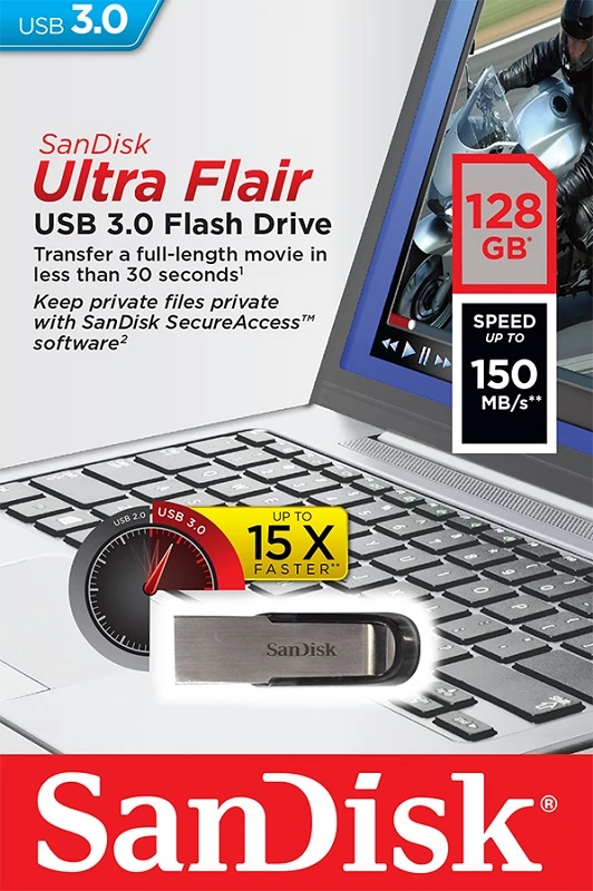 SANDISK USB 3.0 ULTRA FLAIR PENDRIVE 128GB