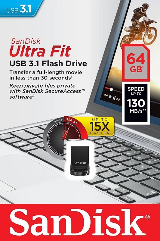 SANDISK USB 3.1 ULTRA FIT PENDRIVE 64GB