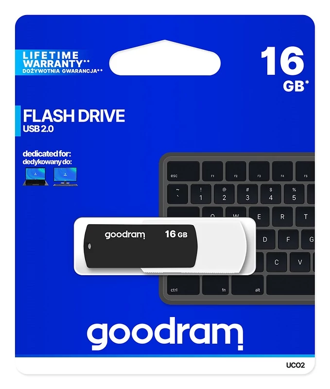 GOODRAM UCO2 USB 2.0 PENDRIVE 16GB FEKETE/FEHÉR