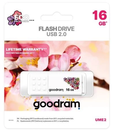 GOODRAM UME2 USB 2.0 PENDRIVE 16GB SPRING FEHÉR