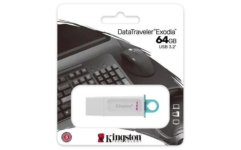 KINGSTON DATATRAVELER EXODIA USB 3.2 GEN 1 PENDRIVE 64GB FEHÉR