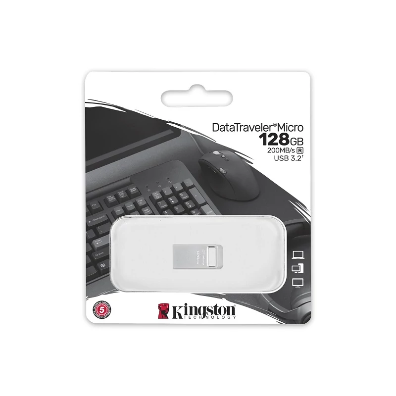 KINGSTON DATATRAVELER MICRO USB 3.2 GEN 1 FÉMHÁZAS PENDRIVE 128GB (200 MB/s OLVASÁSI SEBESSÉG)