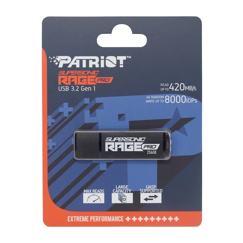 PATRIOT SUPERSONIC RAGE PRO USB 3.2 GEN 1 PENDRIVE 256GB (420 MB/s OLVASÁSI SEBESSÉG)