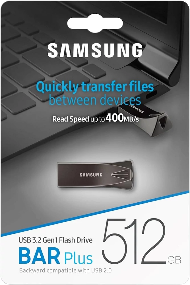 SAMSUNG BAR PLUS USB 3.2 GEN 1 PENDRIVE 512GB SZÜRKE (400 MB/s)