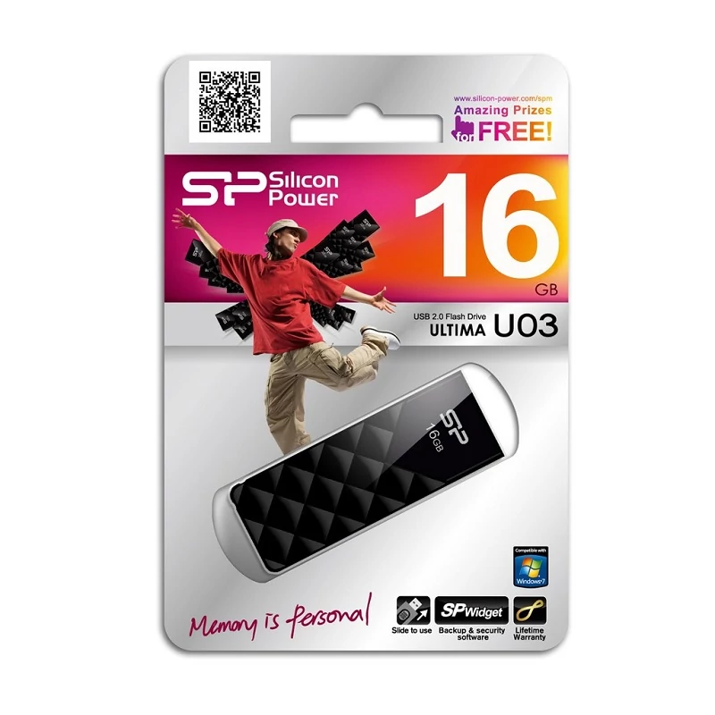 SILICON POWER ULTIMA U03 USB 2.0 PENDRIVE 16GB FEKETE