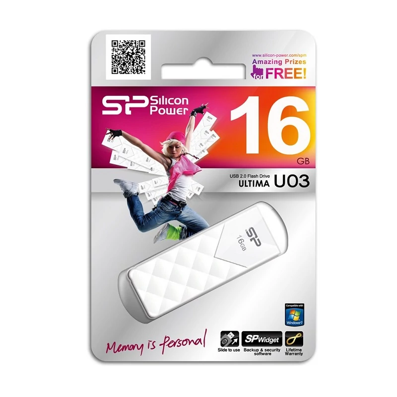 SILICON POWER ULTIMA U03 USB 2.0 PENDRIVE 16GB FEHÉR