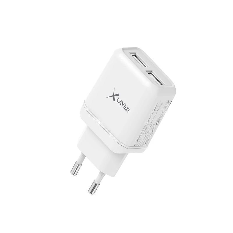 XLAYER HÁLÓZATI TÖLTŐ 2xUSB PORT 5V 2,4A FEHÉR